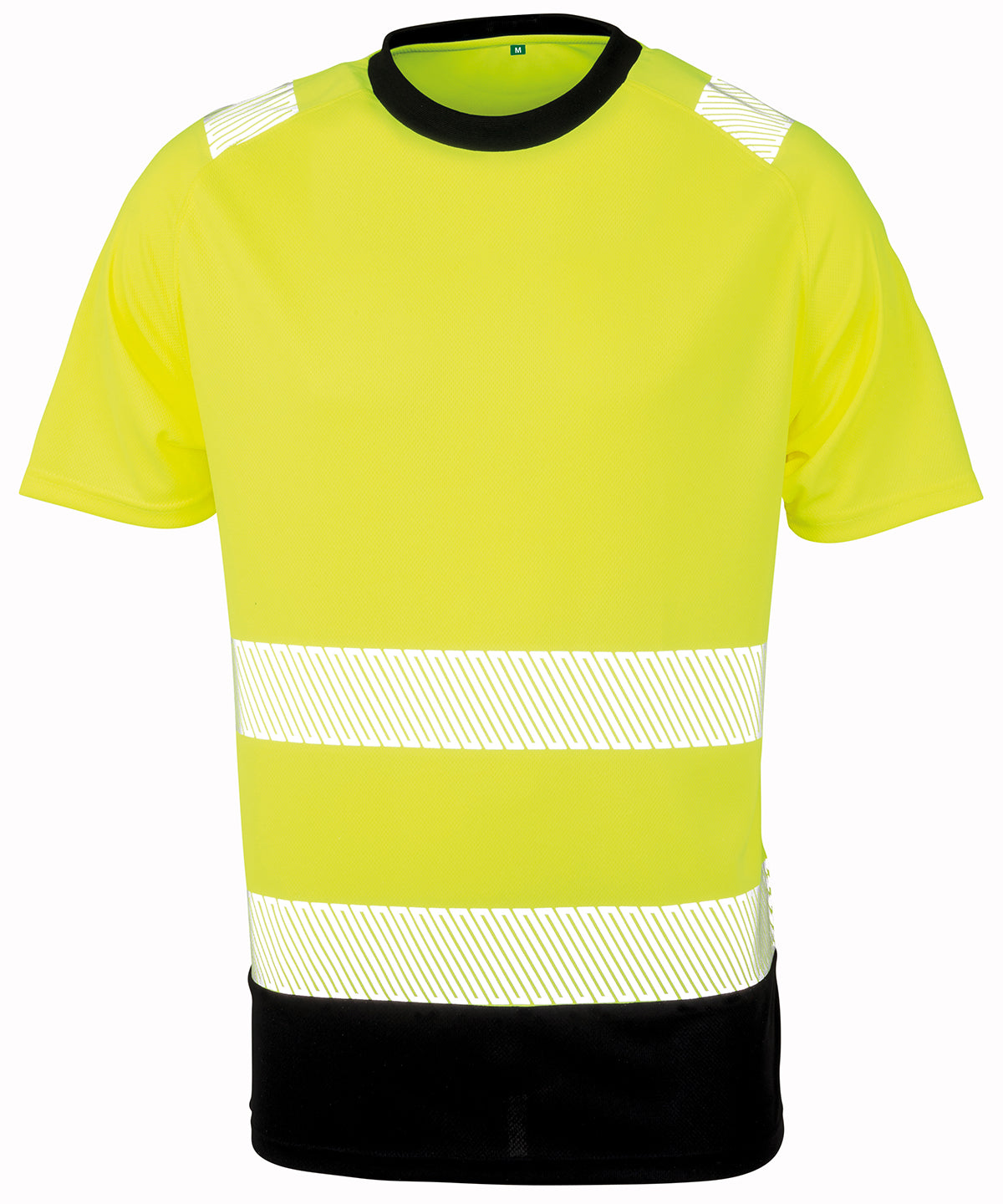 Camiseta de seguridad reciclada | Amarillo Fluorescente/Negro