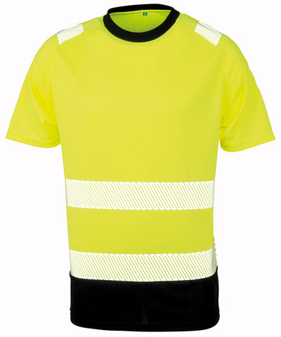 Camiseta de seguridad reciclada | Amarillo Fluorescente/Negro