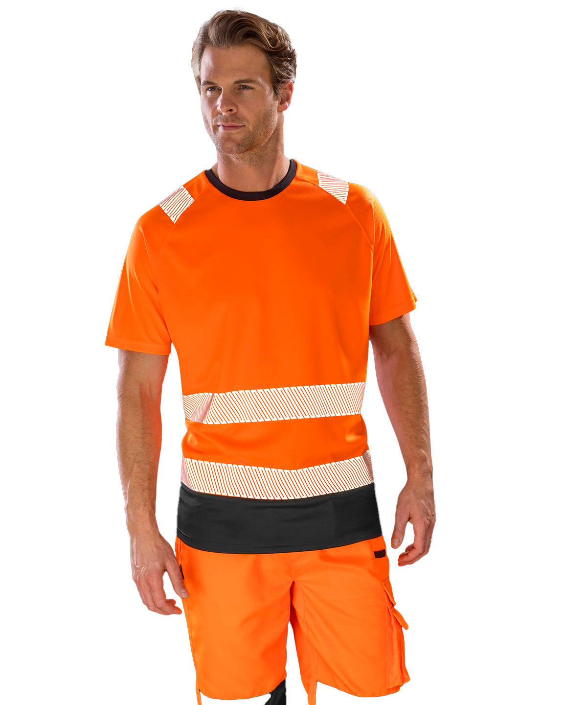 Camiseta de seguridad reciclada | Amarillo Fluorescente/Negro