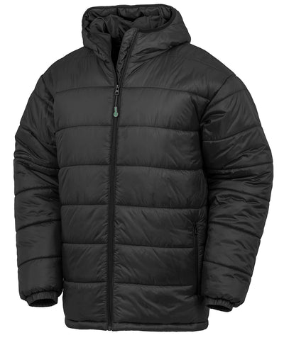 Parka acolchada con capucha reciclada | Negro