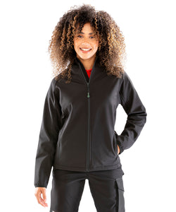 Chaqueta softshell con capucha reciclada de 3 capas para mujer | Negro