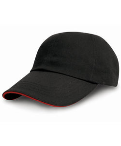 Gorra de algodn pesado estilo profesional con visera de sandwich | Negro/Rojo