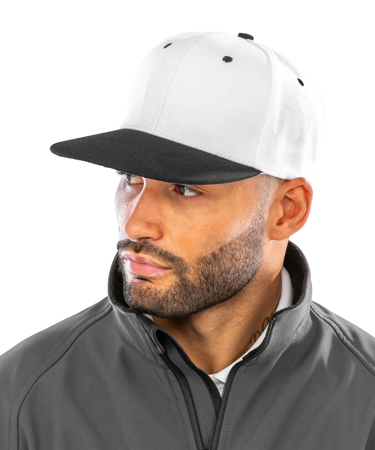 Gorra Bronx original de visera plana snapback de doble color | Gris Jaspeado/Negro