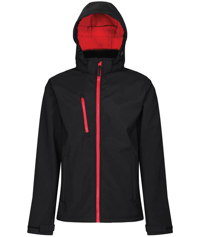 Chaqueta softshell con capucha de 3 capas Venturer | Negro/Rojo