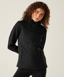 Chaqueta softshell con capucha de 3 capas para mujer Venturer | Negro