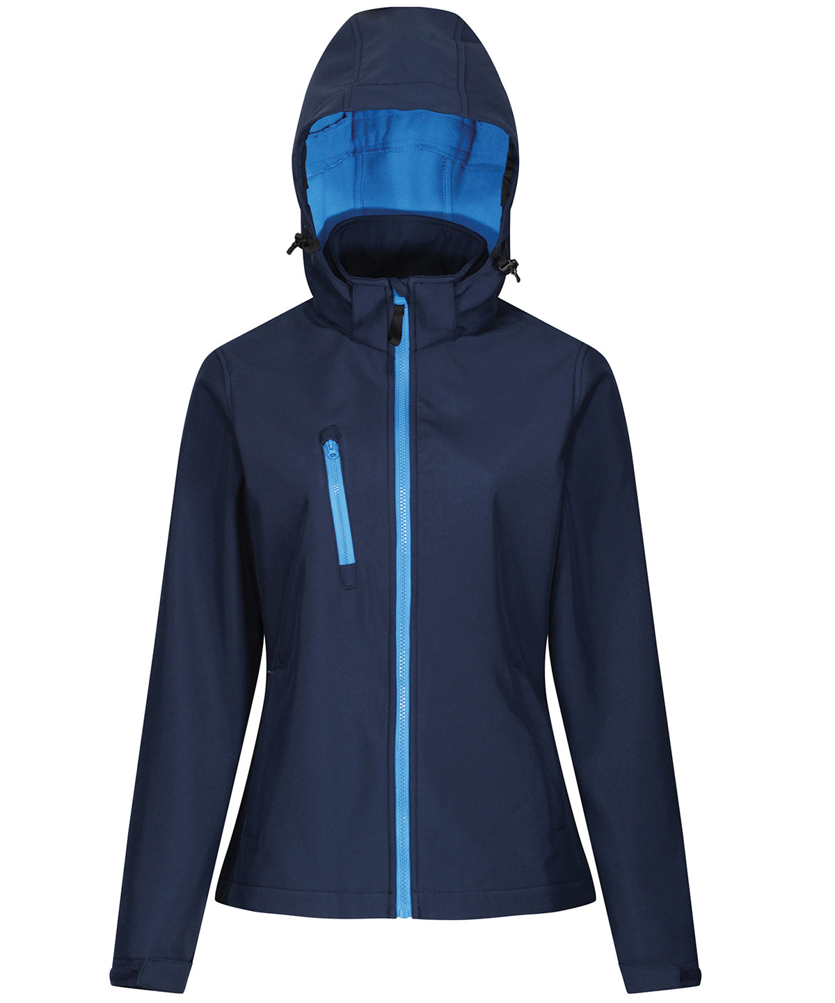 Chaqueta softshell con capucha de 3 capas para mujer Venturer | Azul Marino/Azul Francs