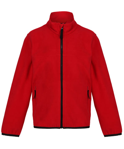 Fleecejacke mit durchgehendem Reißverschluss für Kinder | Klassisch Rot/Schwarz