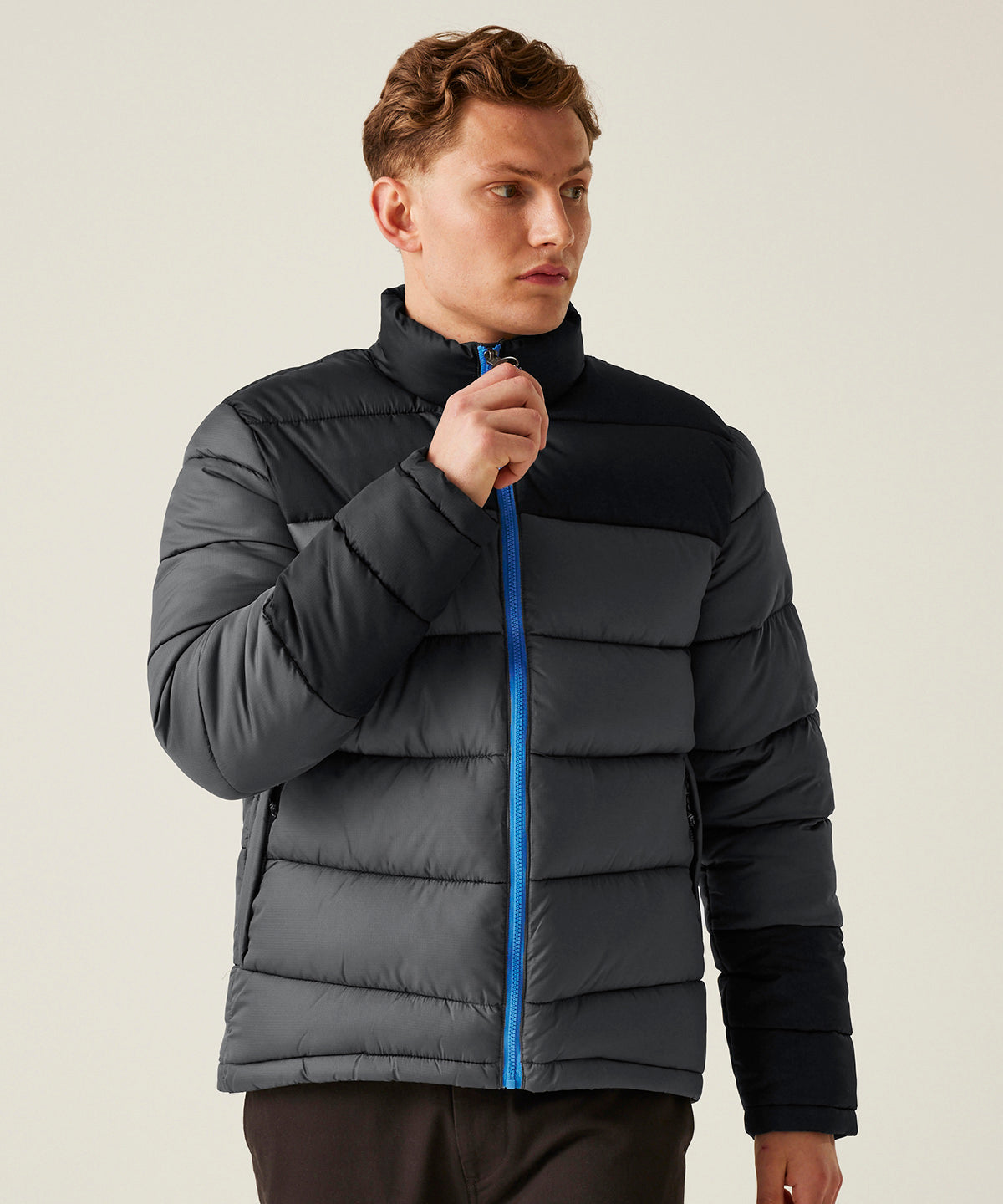 Vintage Steppjacke | Robbengrau/Schwarz