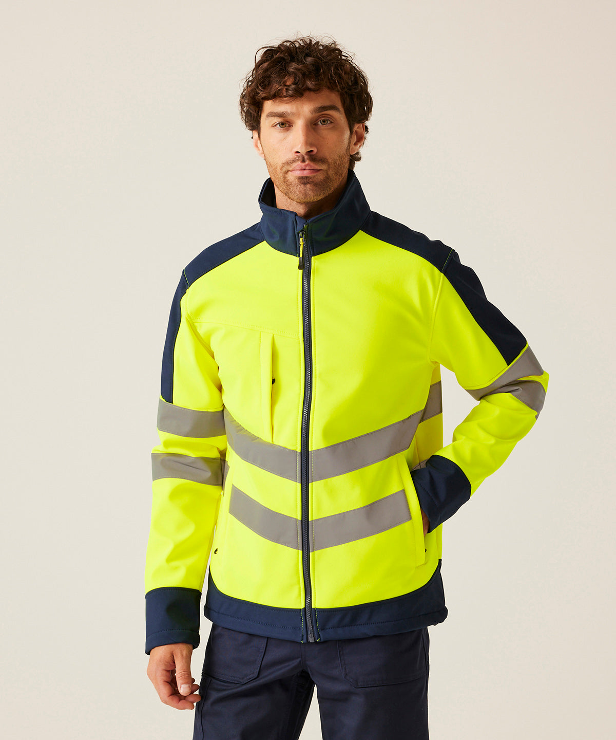 Professionelle Warnschutz-Softshell | Orange/Marineblau