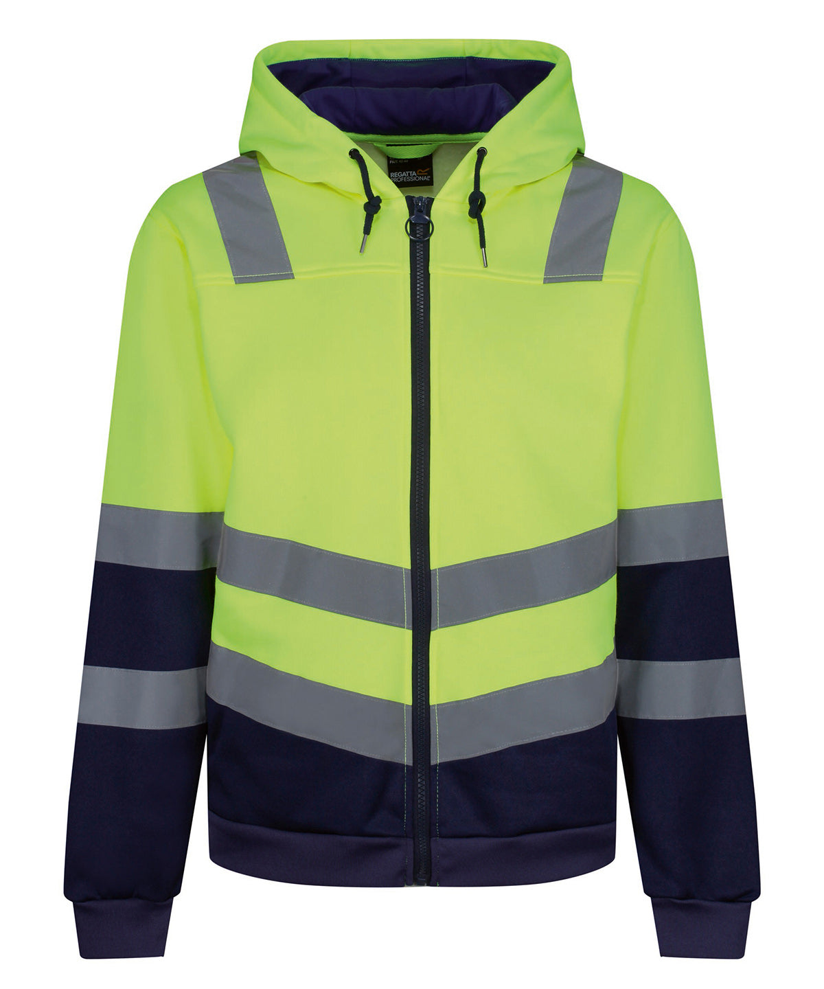 Pro Hi-Vis Full Zip Hoodie | Gelb/Marineblau