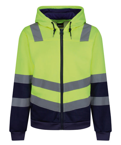 Sudadera con capucha Pro hi-vis con cremallera completa | Amarillo/Marino