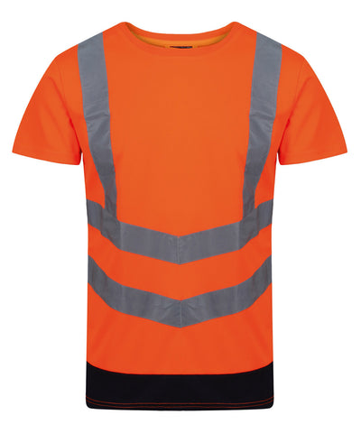 Camiseta de manga corta Pro hi-vis de alta visibilidad | Naranja/Marino