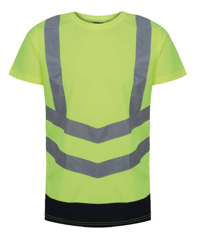 Camiseta de manga corta Pro hi-vis de alta visibilidad | Amarillo/Marino