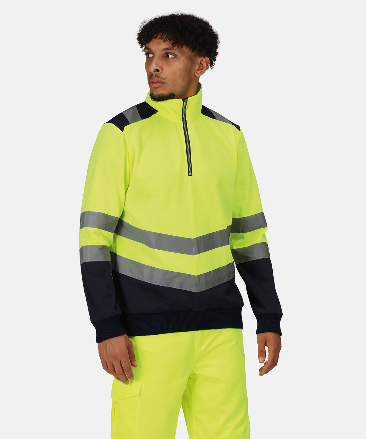 Pro Hi-Vis Sweatshirt mit Reißverschluss | Orange/Marineblau