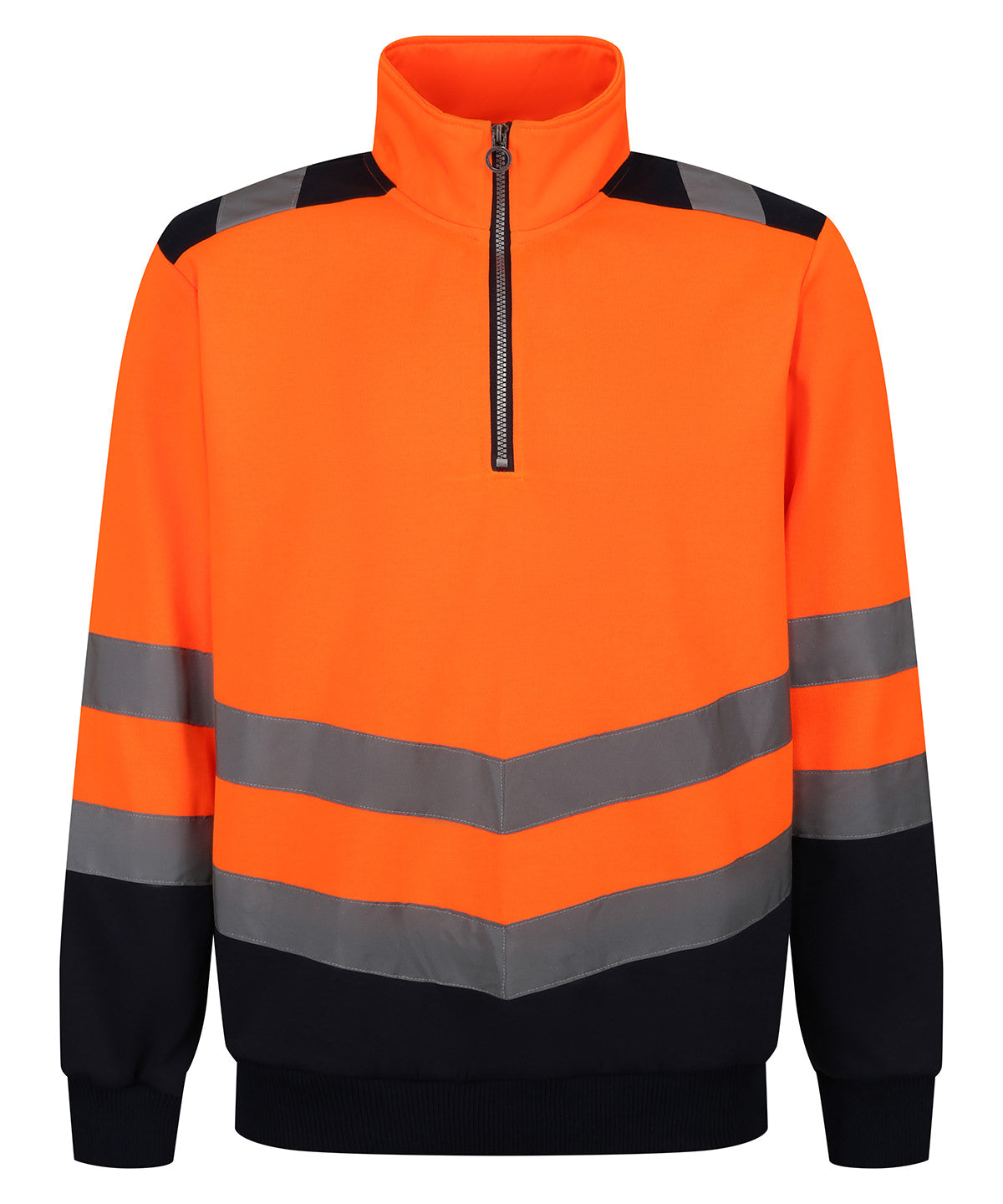 Pro Hi-Vis Sweatshirt mit Reißverschluss | Orange/Marineblau
