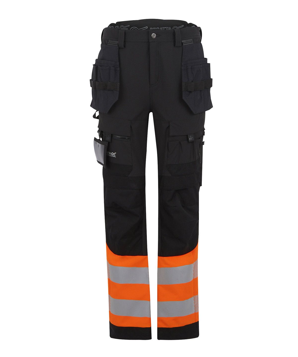 Pantalones de funda elsticos Hi-Vis X-Pro (Clase 1) | Negro/Naranja