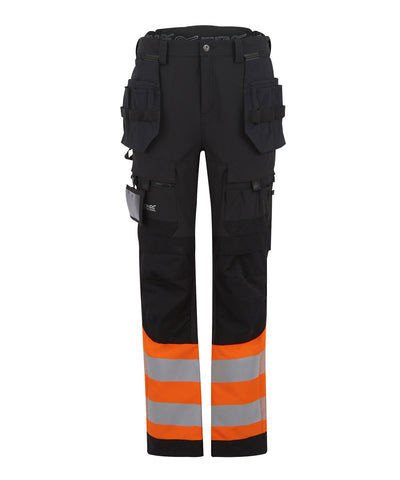 Pantalones de funda elsticos Hi-Vis X-Pro (Clase 1) | Negro/Naranja