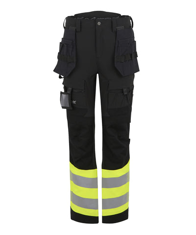 Pantalones de funda elsticos Hi-Vis X-Pro (Clase 1) | Negro/Amarillo