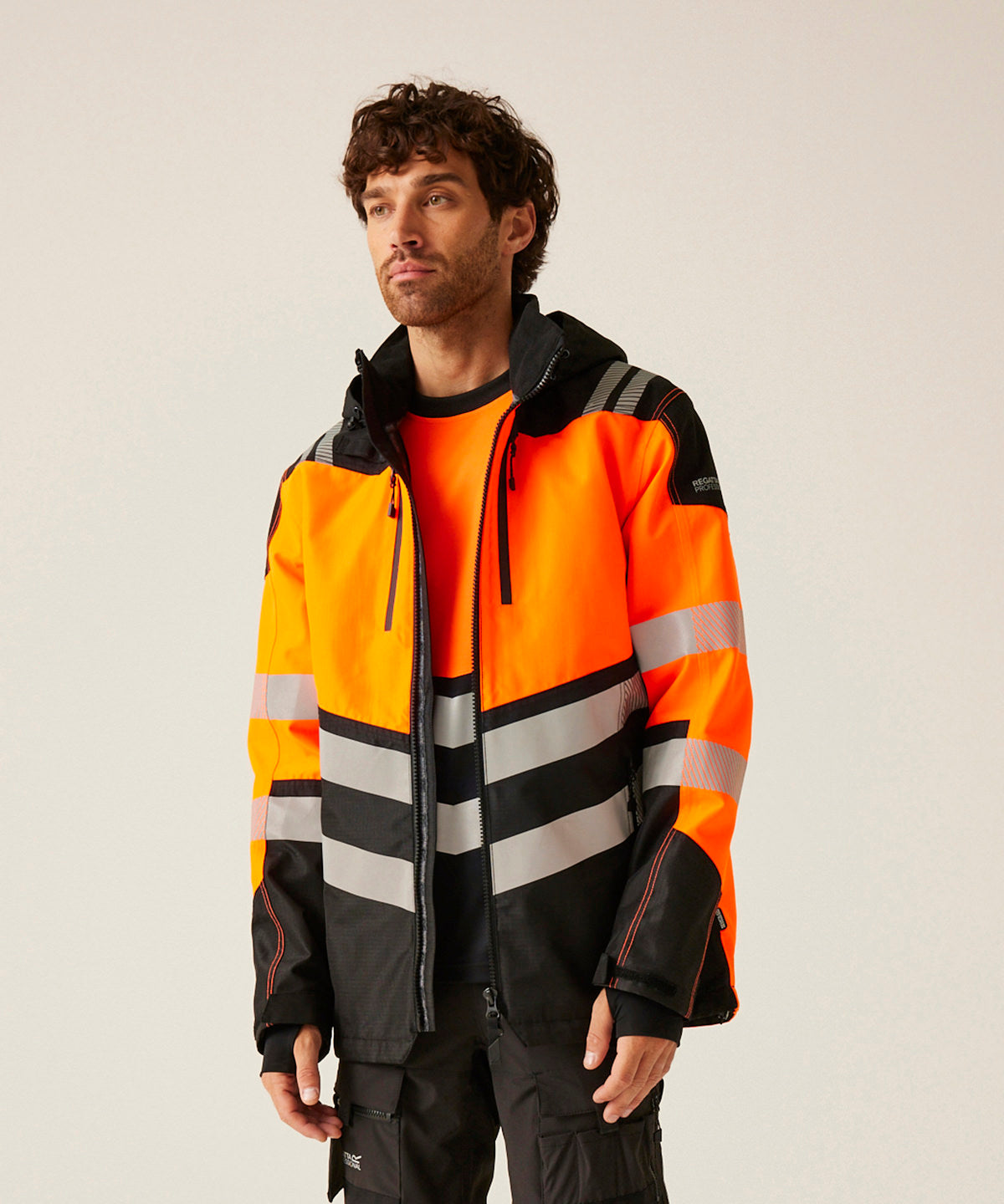 Chaqueta impermeable Hi-Vis X-Pro (Clase 2) | Negro/Naranja