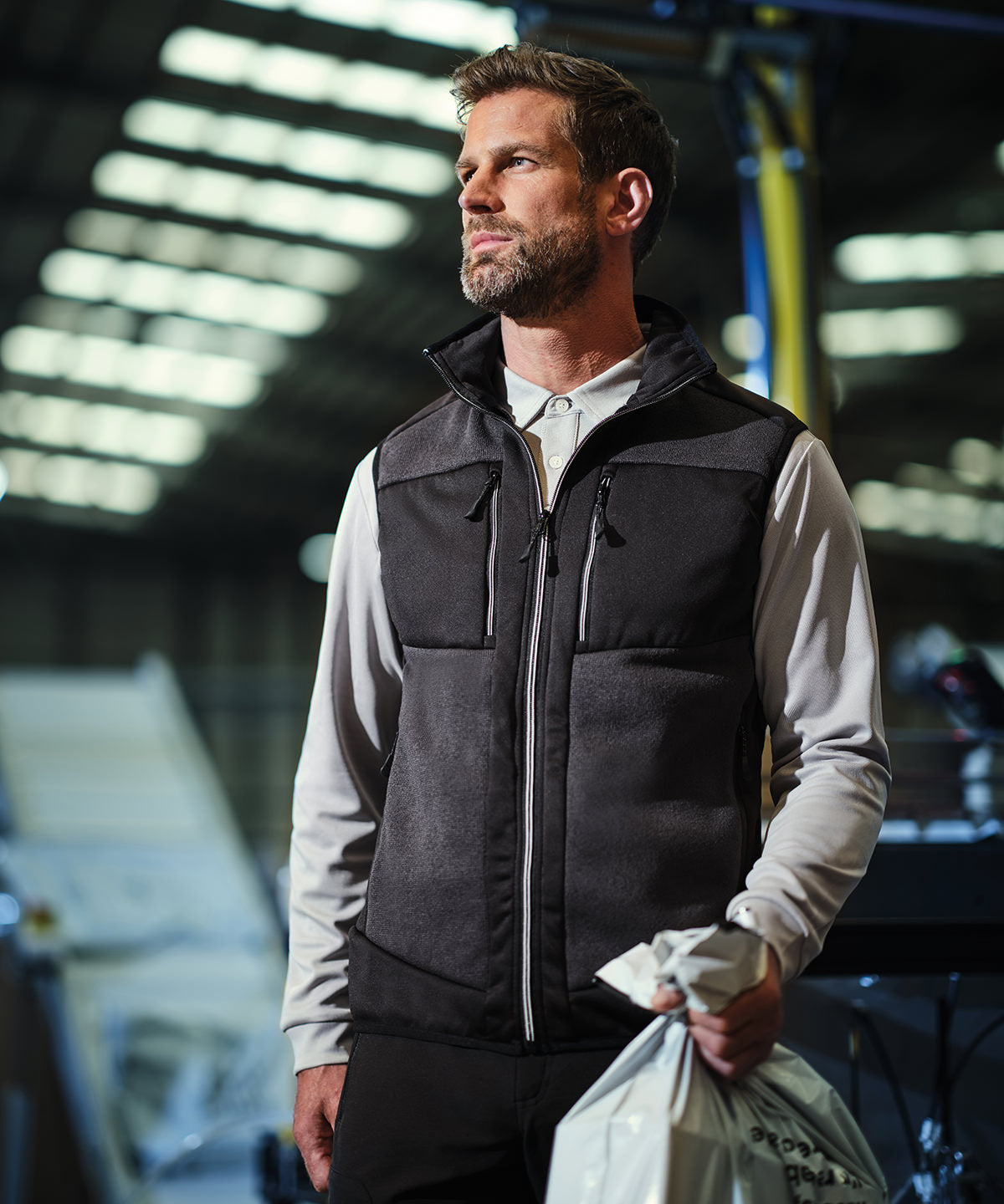 E-Volve Unisex-Stretch-Thermoweste mit Strickeffekt | Anthrazitgrau