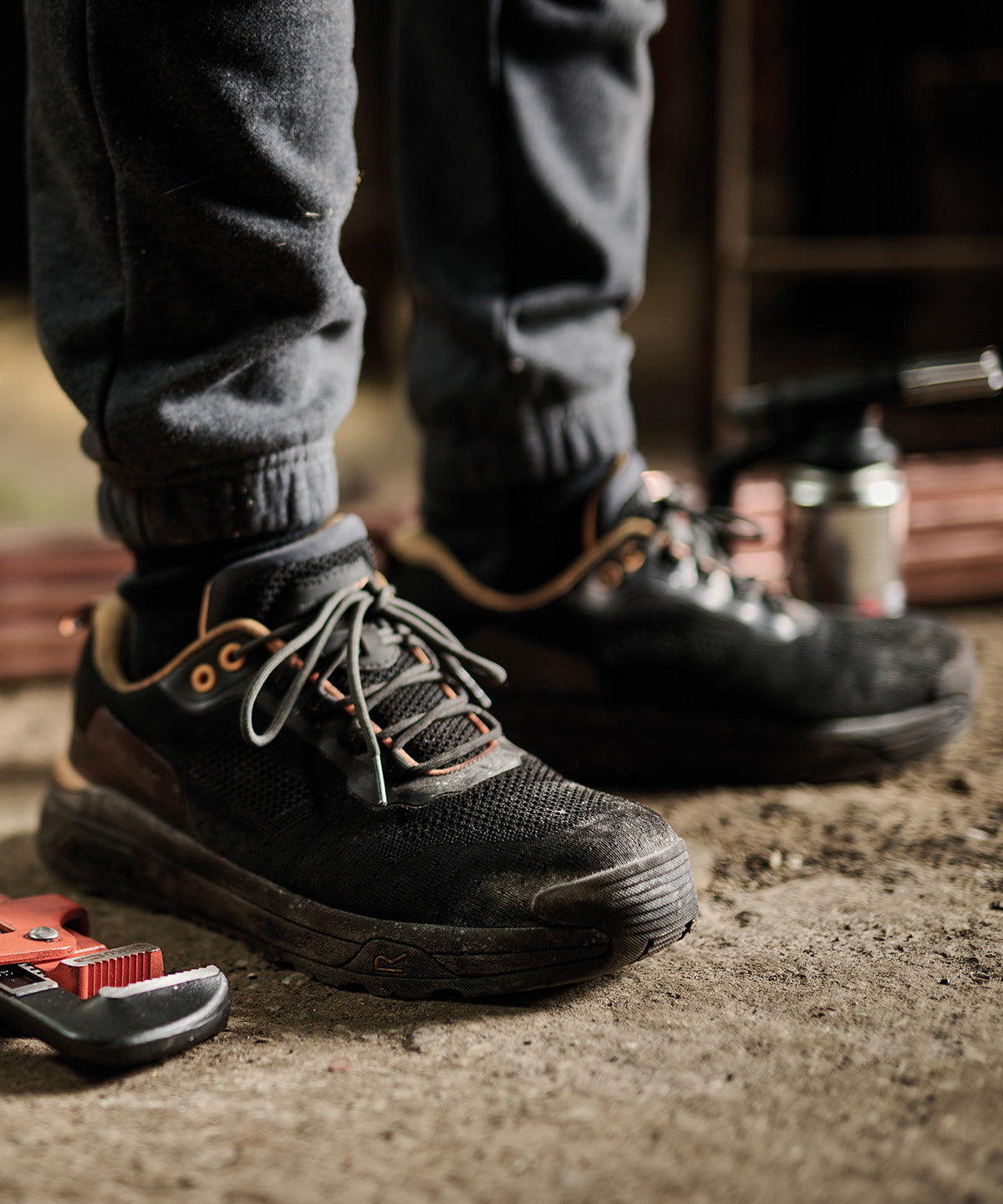 Zapatillas de seguridad sin metal Crossfort S1 X-over | Naranja Llama/Gris Oscuro