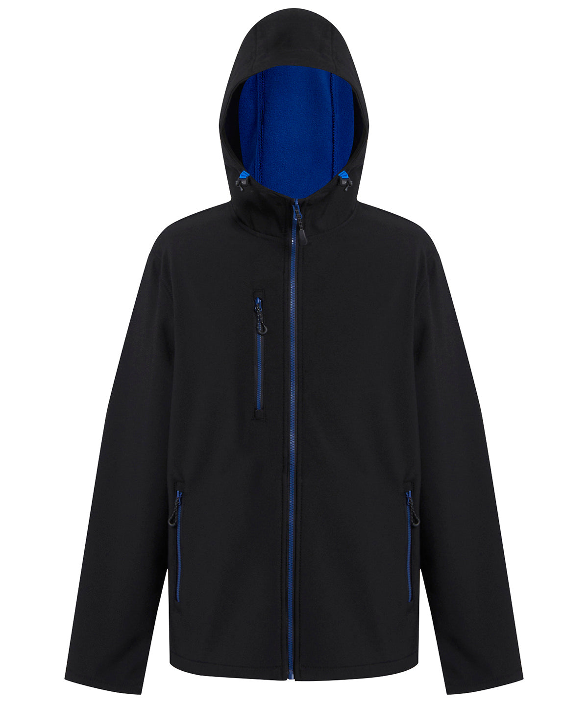 Chaqueta softshell con capucha de 2 capas Navigate | Negro/Azul Real Nuevo