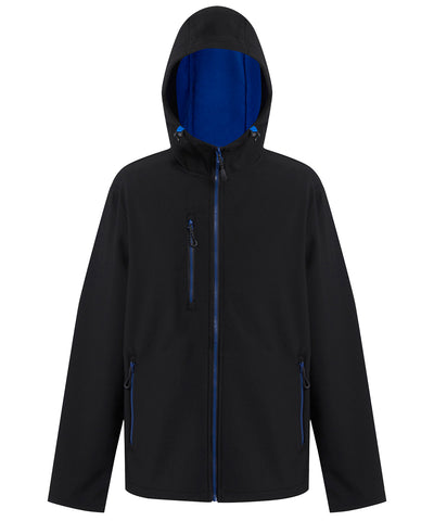 Chaqueta softshell con capucha de 2 capas Navigate | Negro/Azul Real Nuevo
