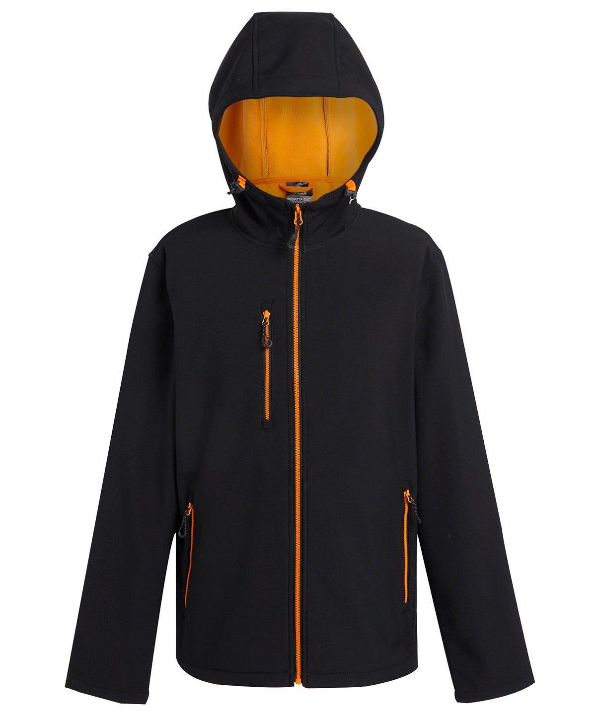 Chaqueta softshell con capucha de 2 capas Navigate | Negro/Naranja Pop