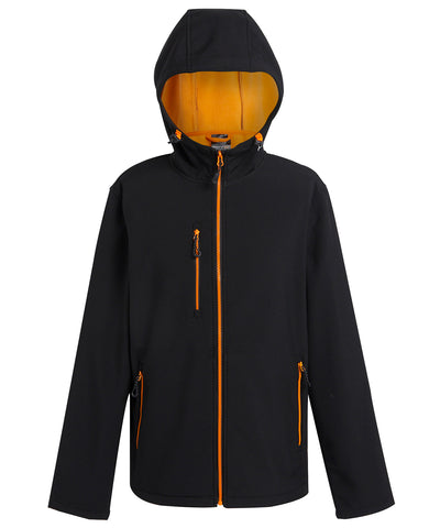 Chaqueta softshell con capucha de 2 capas Navigate | Negro/Naranja Pop