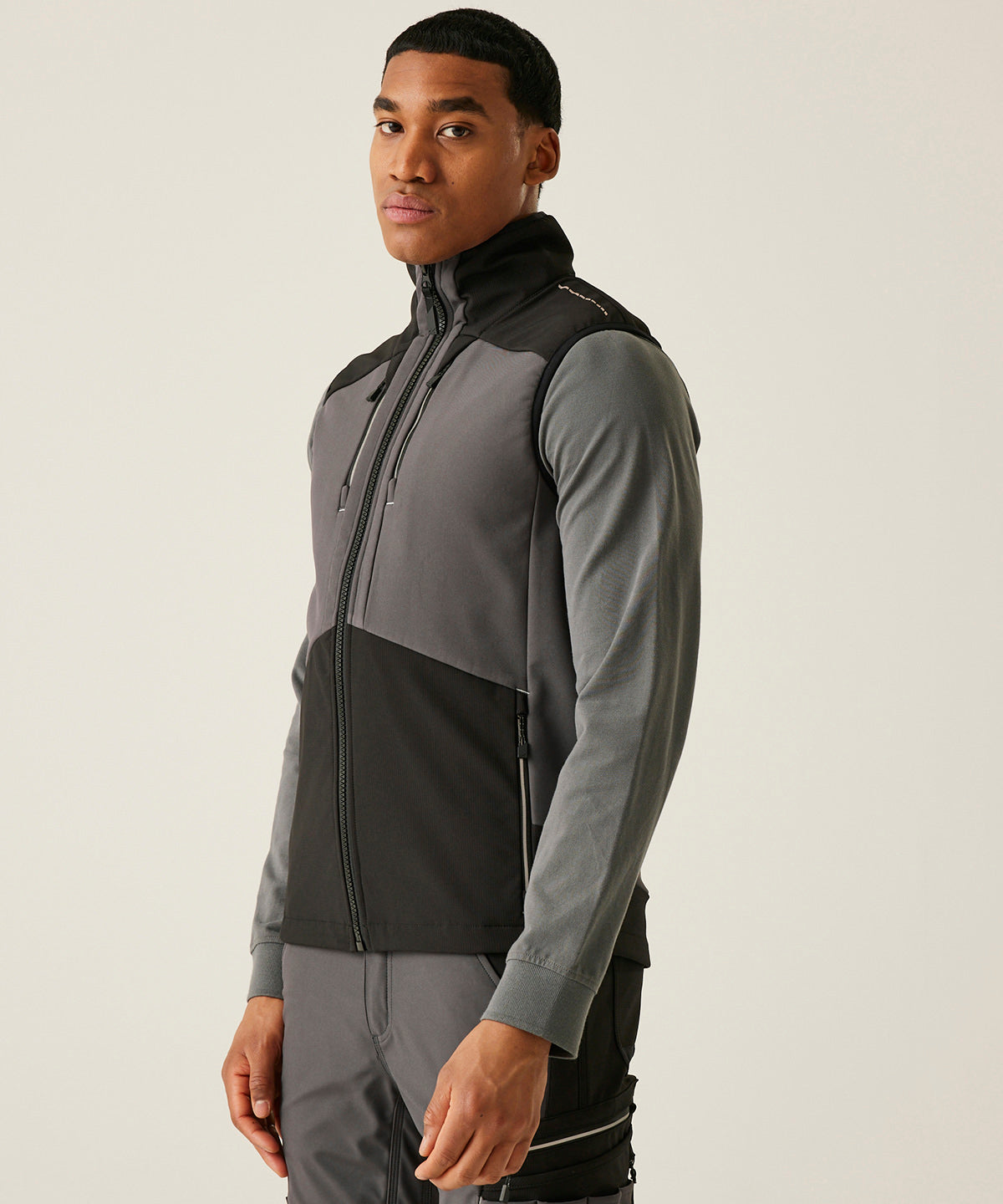 Chaleco softshell de 3 capas elstico 4-Tex | Gris Pizarra/Negro