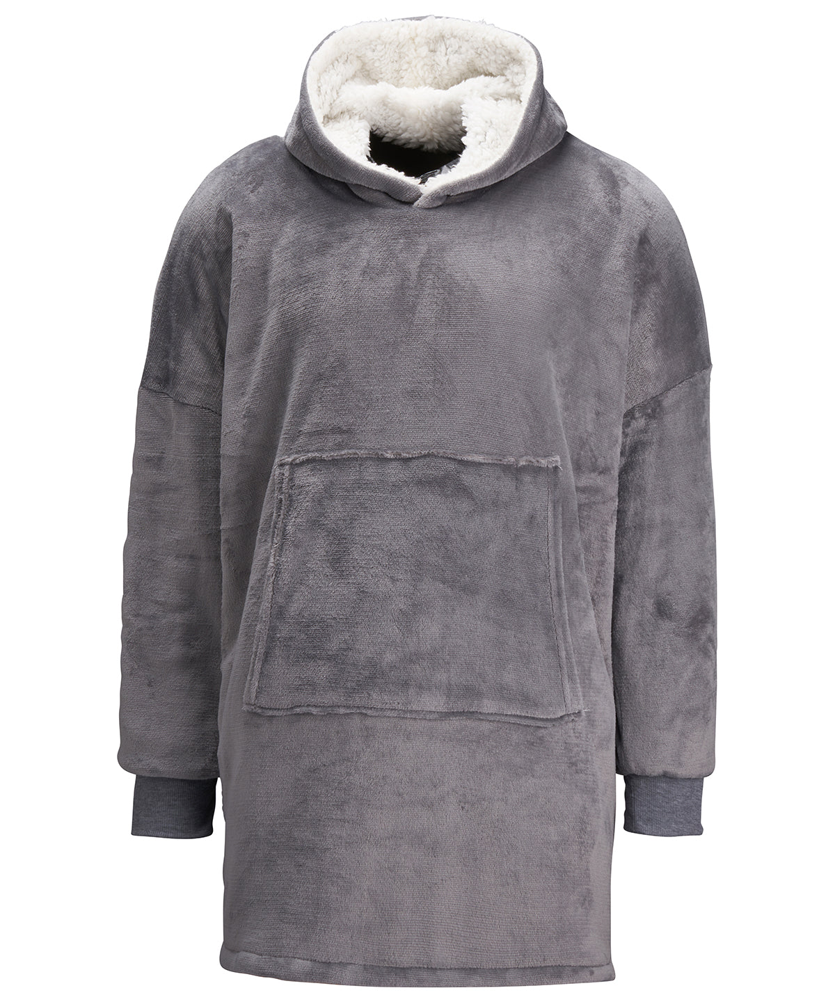 La sudadera con capucha reversible y extragrande Ribbon de sherpa acogedor | Gris
