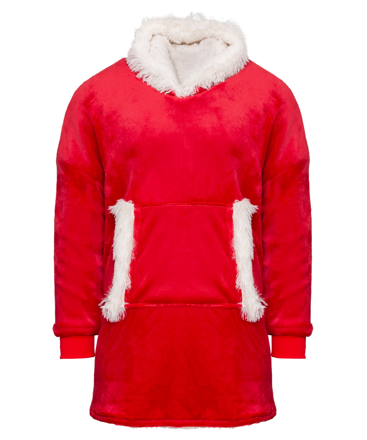 La sudadera con capucha reversible y extragrande Ribbon de sherpa acogedor | Rojo/Blanco