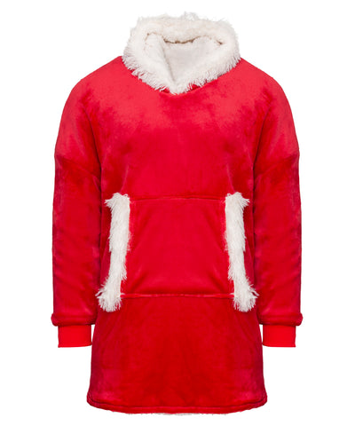 La sudadera con capucha reversible y extragrande Ribbon de sherpa acogedor | Rojo/Blanco