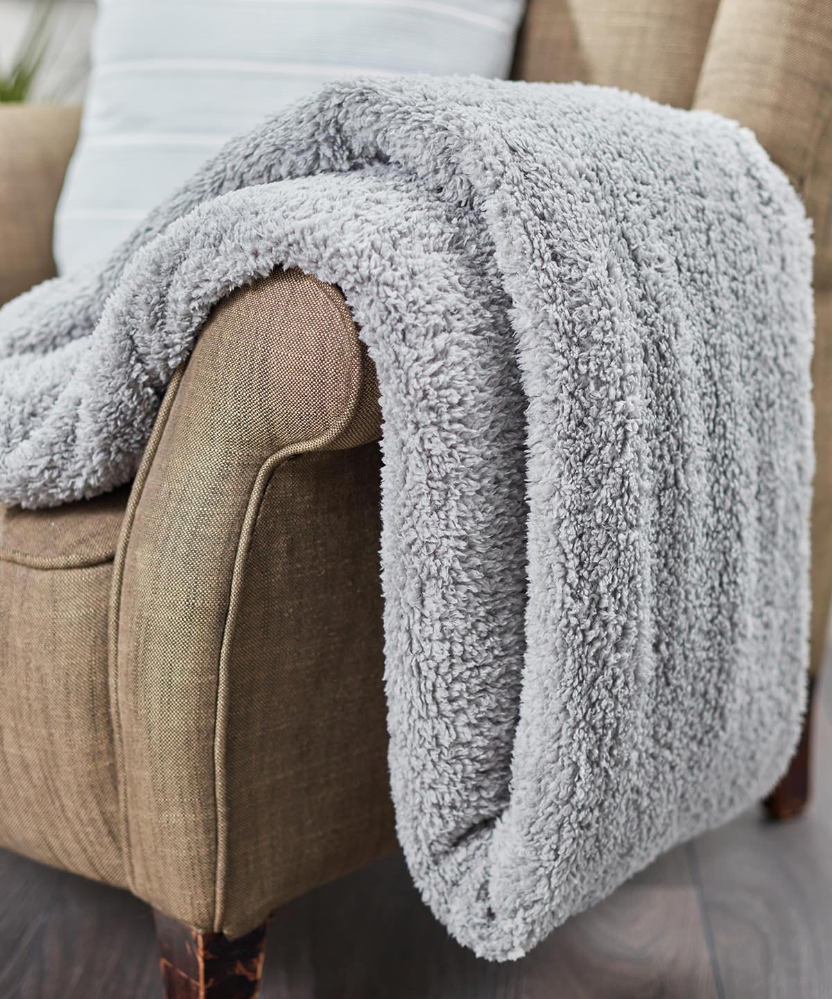 Manta de tela de osito de peluche con lazo | Gris