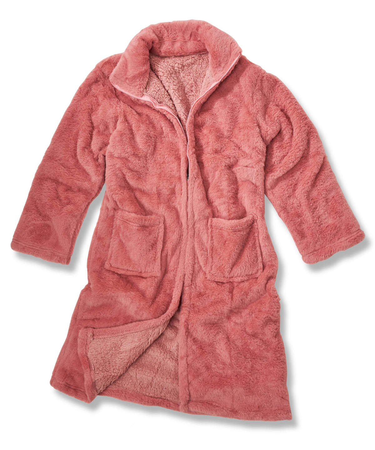 Bata de lujo con cierre de piel sinttica eskimo | Rosa