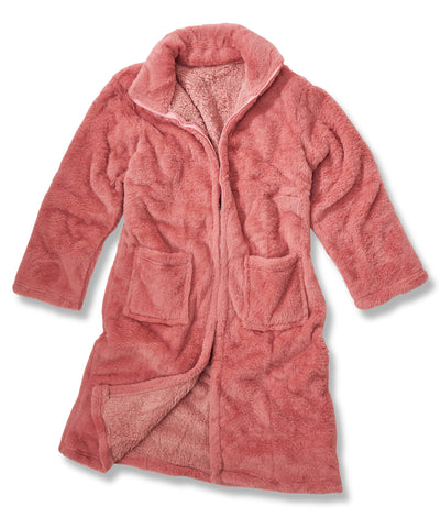 Bata de lujo con cierre de piel sinttica esquimau | Rose