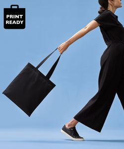 Shopper de algodn con asas largas | Negro