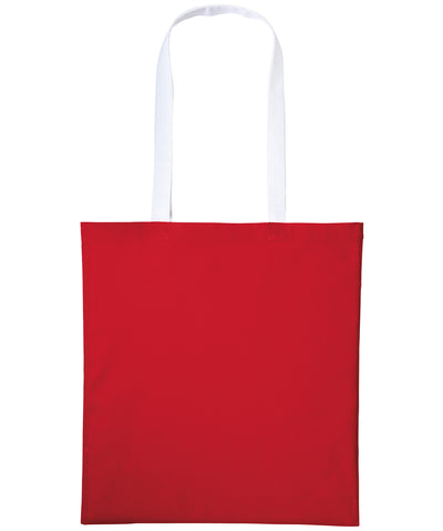 Bolso de algodn Varsity con asas largas | Rojo Fuego/Blanco
