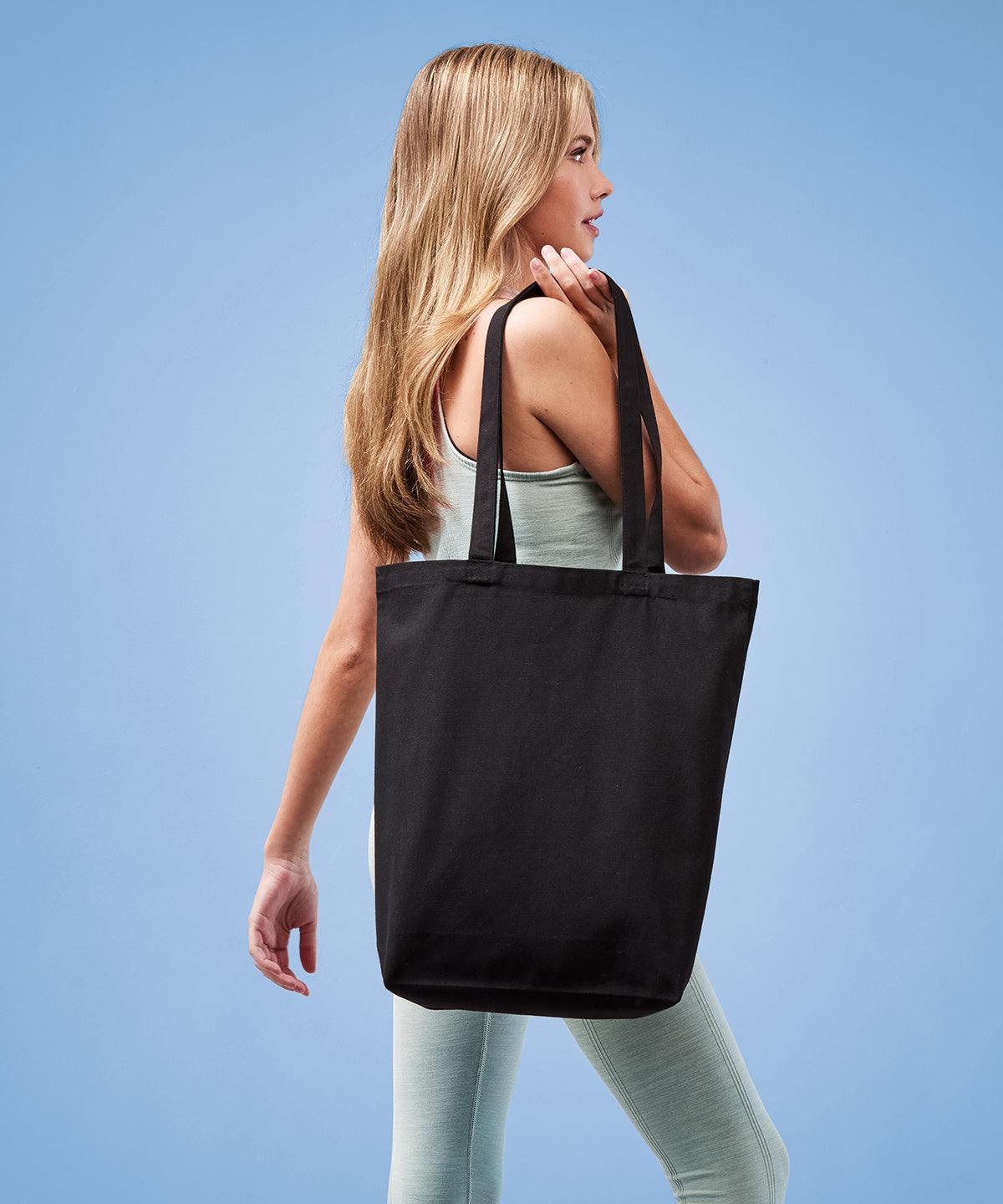 Hochwertiger Shopper aus recyceltem Canvas mit flachem Boden | Natur