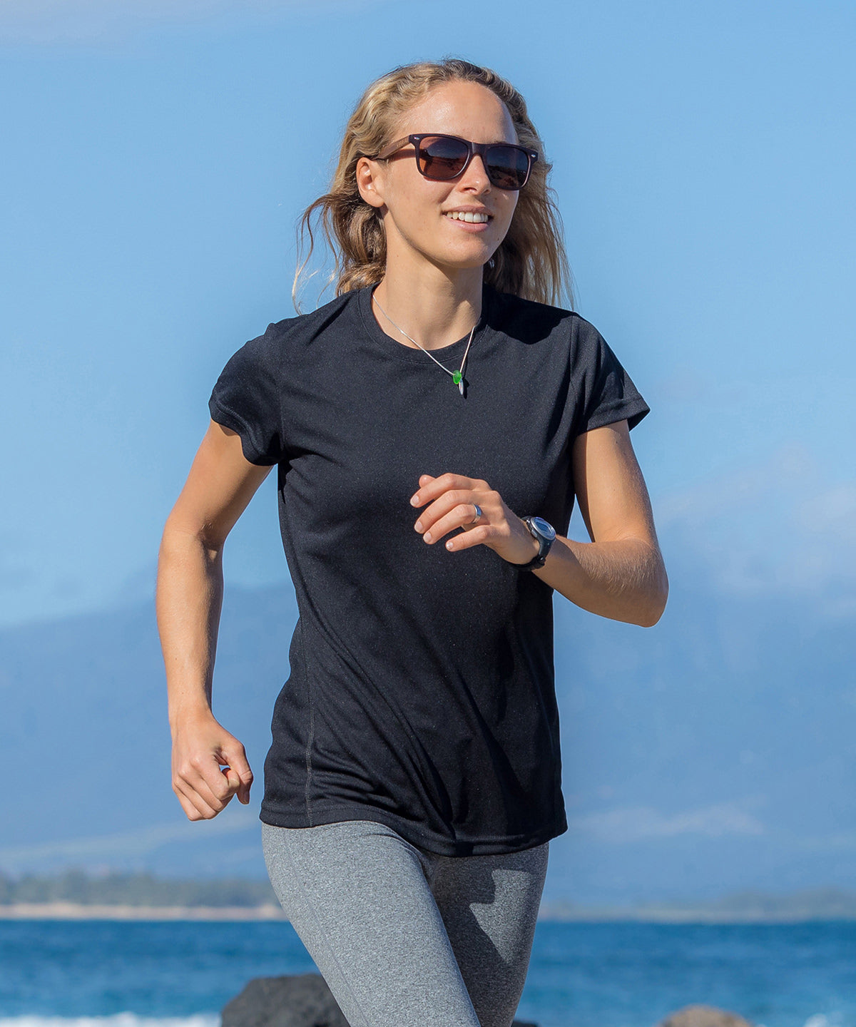 Camiseta de manga corta de secado rpido para mujer Spiro | Azul Marino