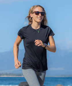 Camiseta de manga corta de secado rpido para mujer Spiro | Negro