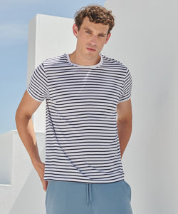 Camiseta a rayas unisex | Gris Jaspeado/Blanco