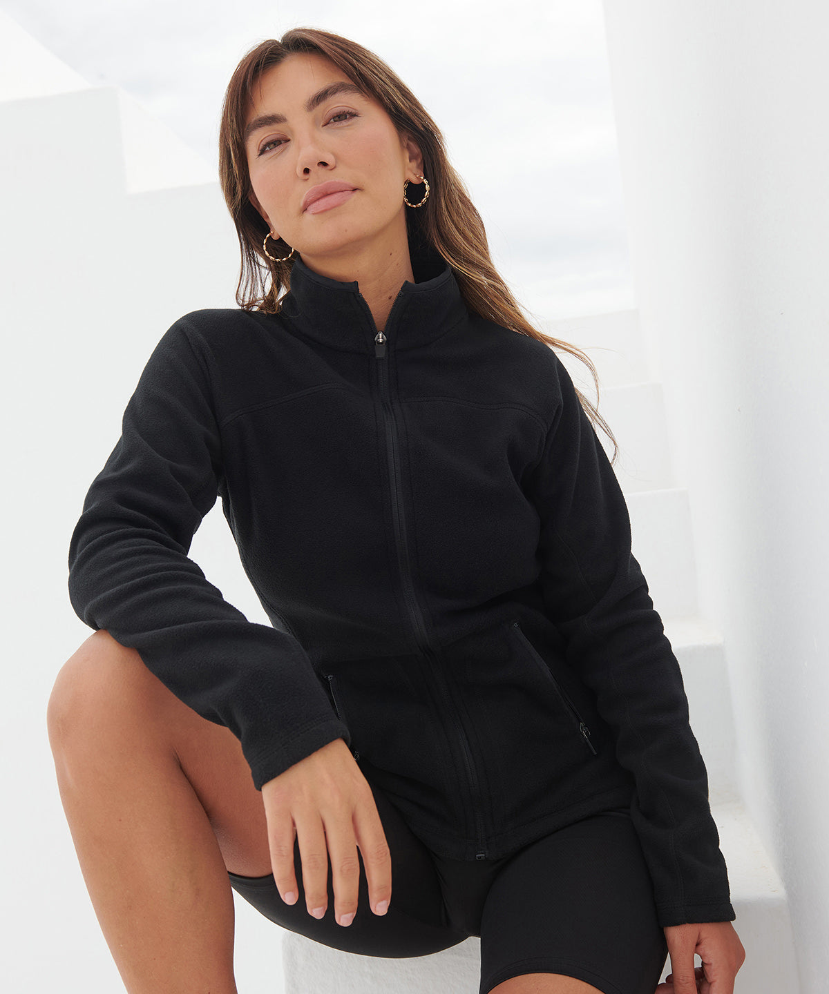 Chaqueta de microfelpa | Negra Profunda