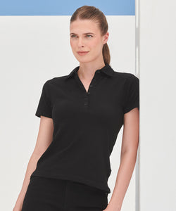 Polo elstico de manga corta para mujer | Negra Profunda