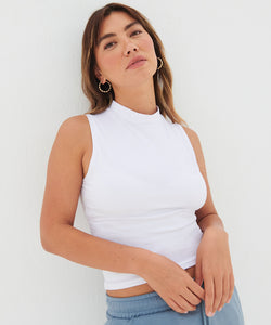 Chaleco corto de cuello alto para mujer | Negra Profunda