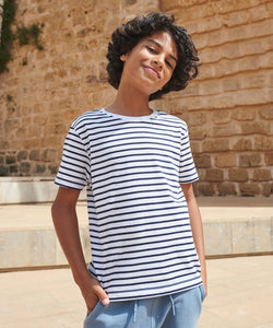 Camiseta a rayas para nios | Blanco/Azul Marino Oxford