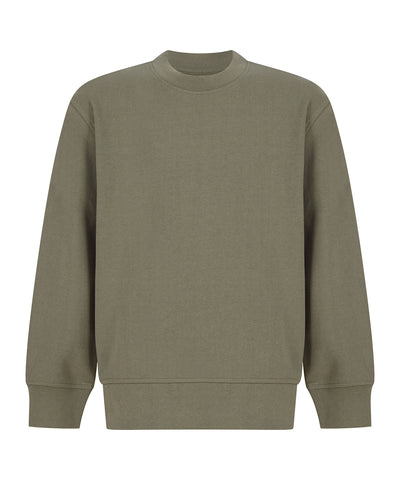 Sudadera infantil de moda sostenible con dobladillo curvado | Caqui