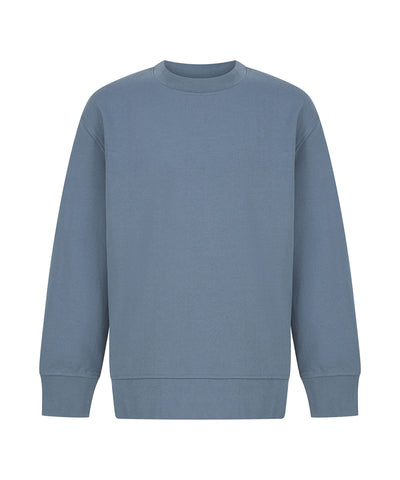 Sudadera infantil de moda sostenible con dobladillo curvado | Azul Piedra