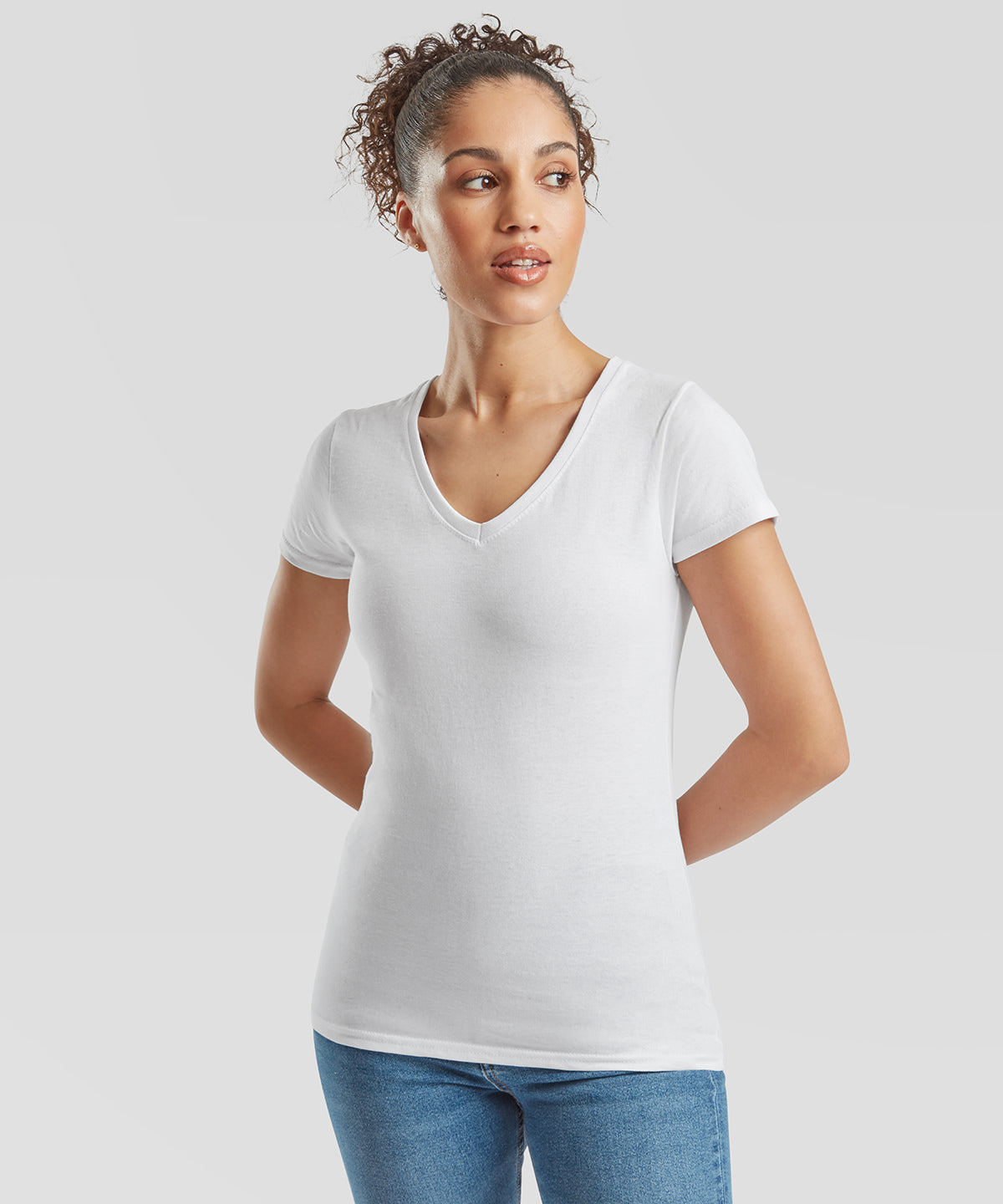 Camiseta de mujer cuello en V Valueweight | Blanco