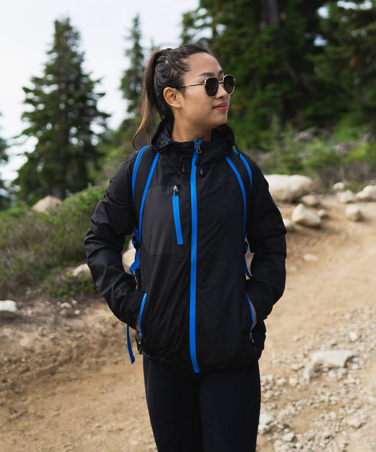 Chaqueta impermeable para mujer Olympia | Negro/Azul Azur